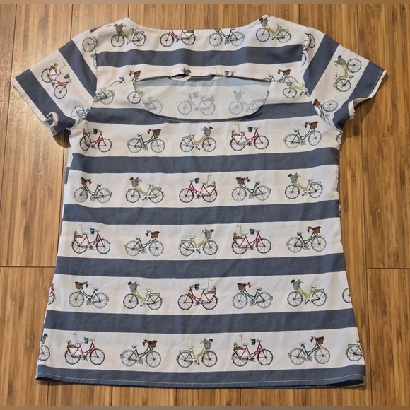 NWOT Sugarhill Striped Bicycle Print Top - Picture 4 of 7